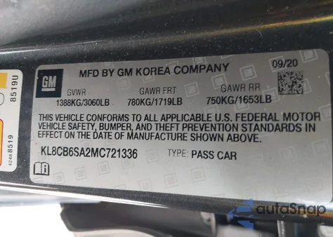 2021 Chevrolet Spark Fwd Ls Automatic from USA, damaged, VIN KL8CB6SA2MC721336